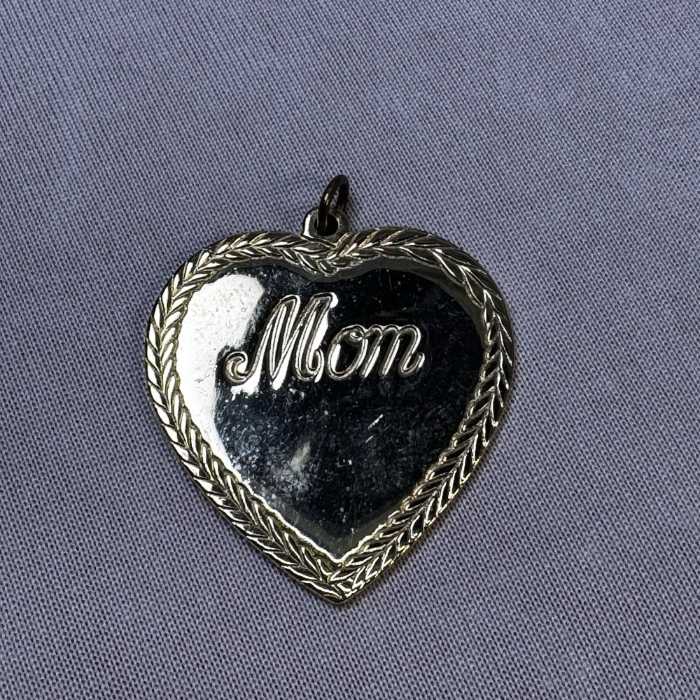 Mom Gold Tone Heart Pendant